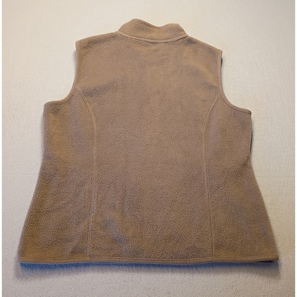 Karen Scott Vest Womens PLarge Brown Fleece Full Zip Pockets Neutral Hiking - Picture 2 of 7